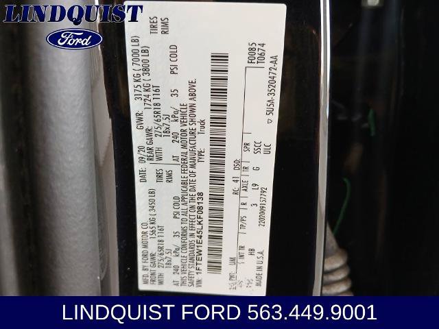 Certified 2020 Ford F150 Lariat w/ Equipment Group 502A Luxury AWD/4WD image 21