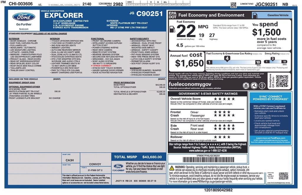 Certified 2018 Ford Explorer Limited FWD image 27