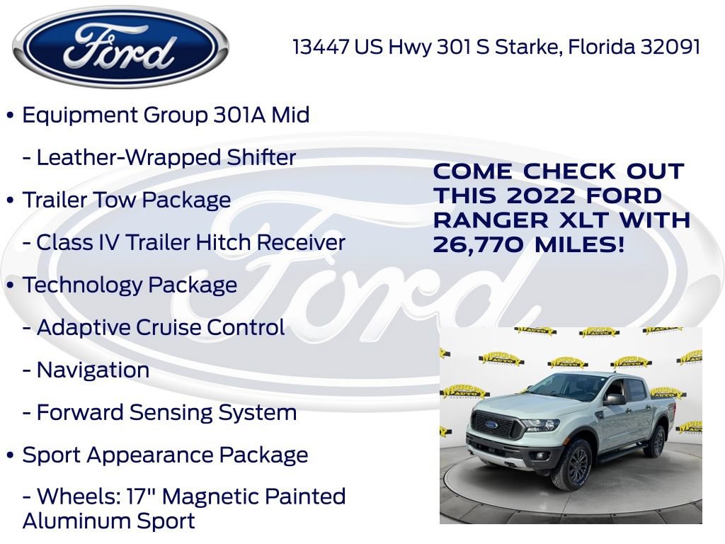 Certified 2022 Ford Ranger XLT w/ Equipment Group 301A Mid RWD image 22