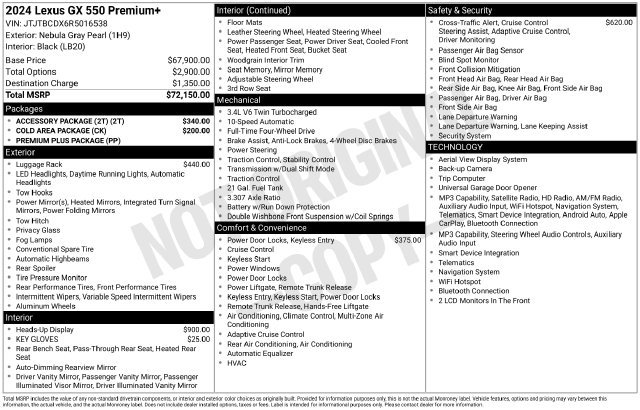 Used 2024 Lexus GX 550 w/ Accessory Package (2T) AWD/4WD image 38