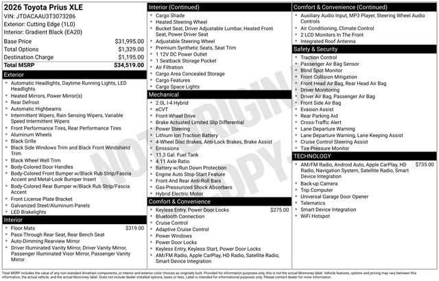 Used 2026 Toyota Prius XLE image 3
