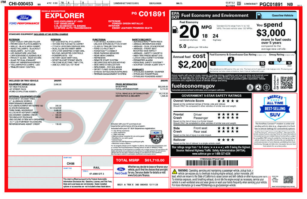 Certified 2023 Ford Explorer ST w/ Equipment Group 401A AWD/4WD image 5