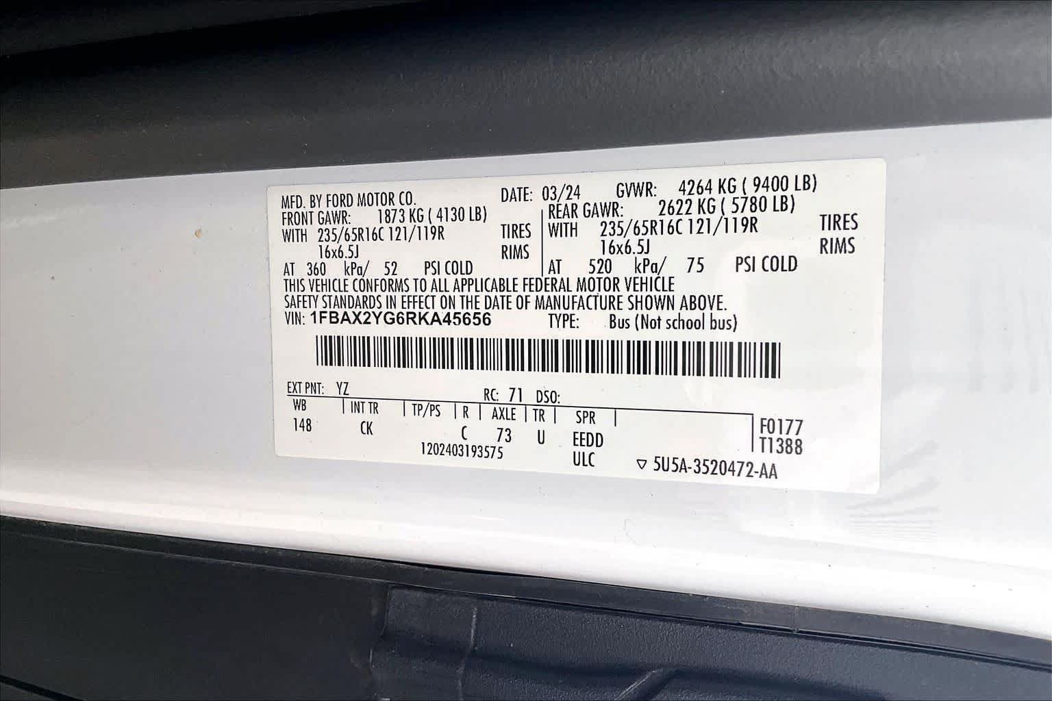 Certified 2024 Ford Transit 350 XLT RWD image 32