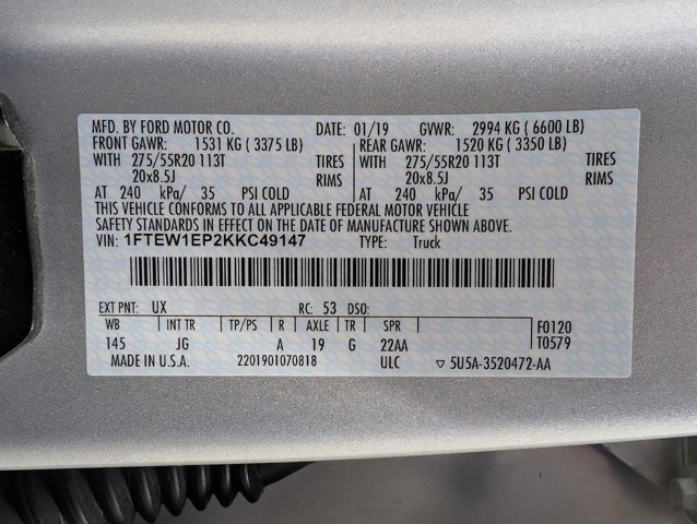Certified 2019 Ford F150 XL w/ Equipment Group 101A Mid image 10
