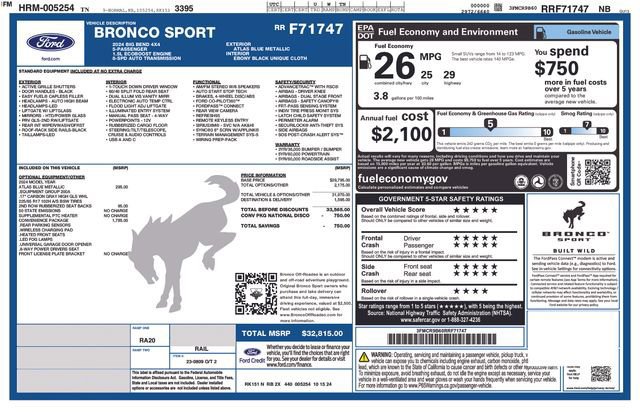 Certified 2024 Ford Bronco Sport Big Bend w/ Convenience Package image 18