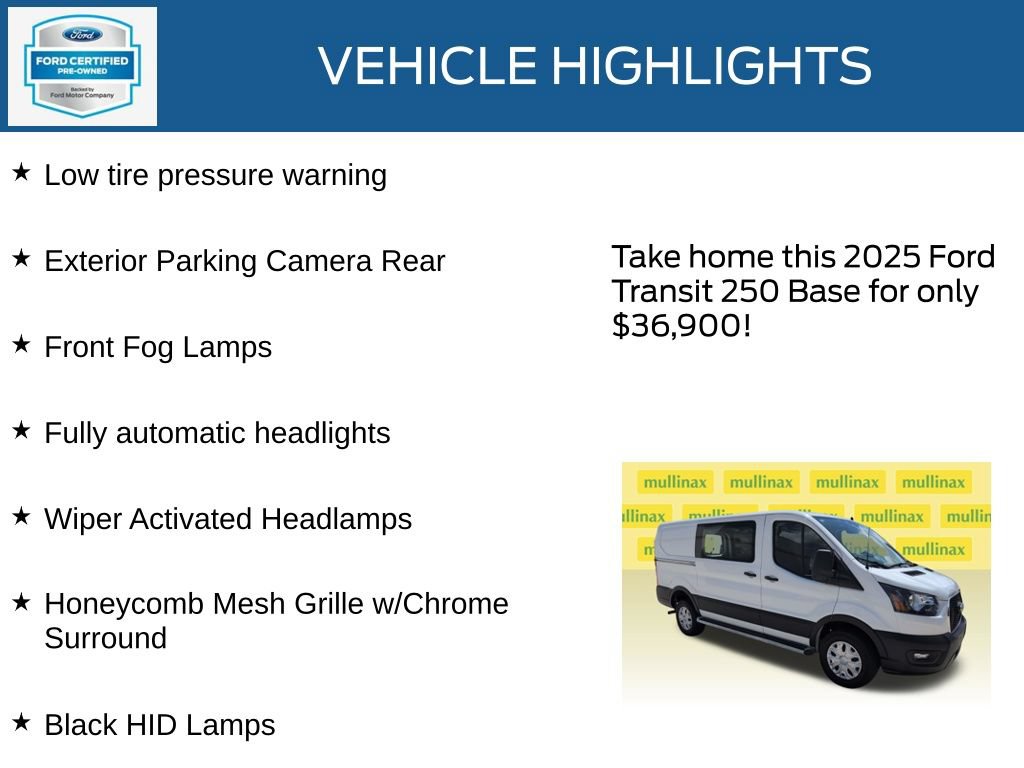 Certified 2025 Ford Transit 250 Low Roof w/ Exterior Upgrade Package RWD image 21