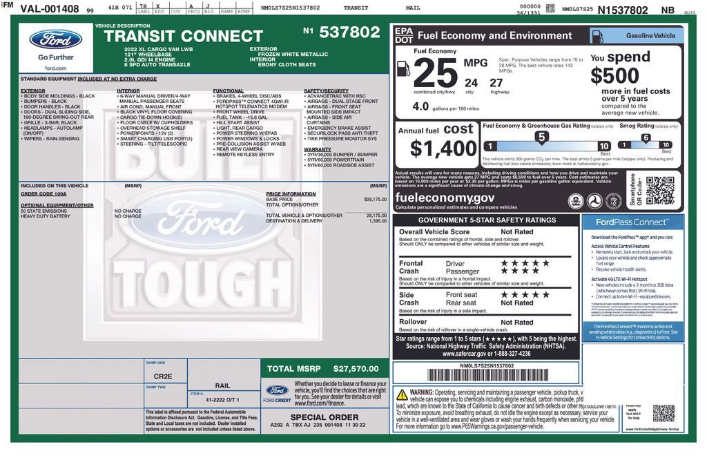 Certified 2022 Ford Transit Connect XL image 22