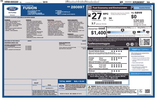 Certified 2019 Ford Fusion SE FWD image 8