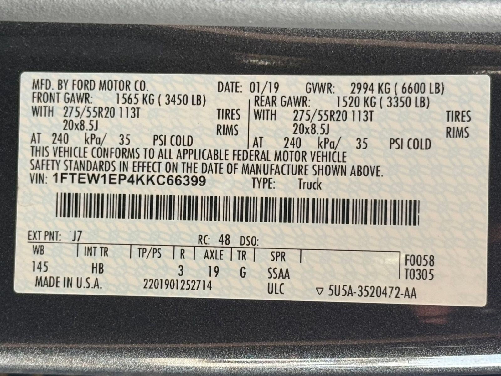Certified 2019 Ford F150 Lariat w/ Equipment Group 502A Luxury AWD/4WD image 31