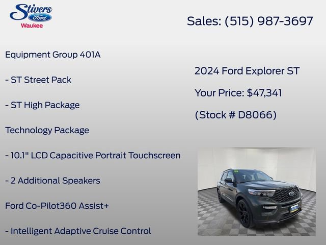 Certified 2024 Ford Explorer ST w/ Equipment Group 401A AWD/4WD image 8