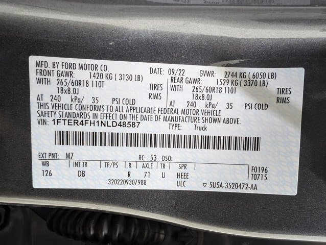 Certified 2022 Ford Ranger Lariat w/ Equipment Group 501A High AWD/4WD image 10