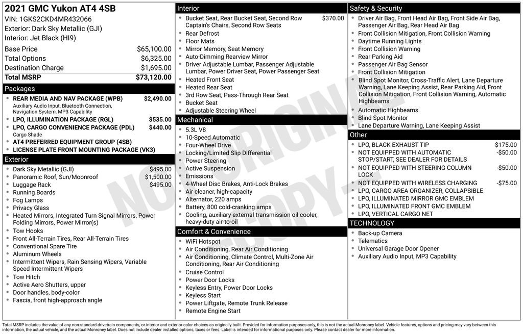 Used 2021 GMC Yukon AT4 w/ Rear Media and Nav Package image 3