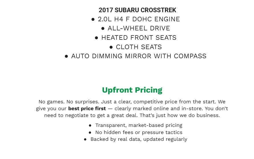 Used 2017 Subaru Crosstrek 2.0i Premium w/ Popular Package #1 AWD/4WD image 2