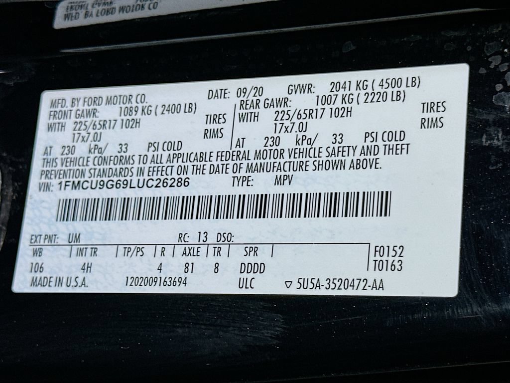 Certified 2020 Ford Escape SE AWD/4WD image 24