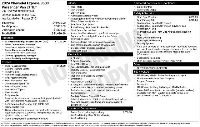 Used 2024 Chevrolet Express 3500 LT w/ LT Preferred Equipment Group RWD image 7