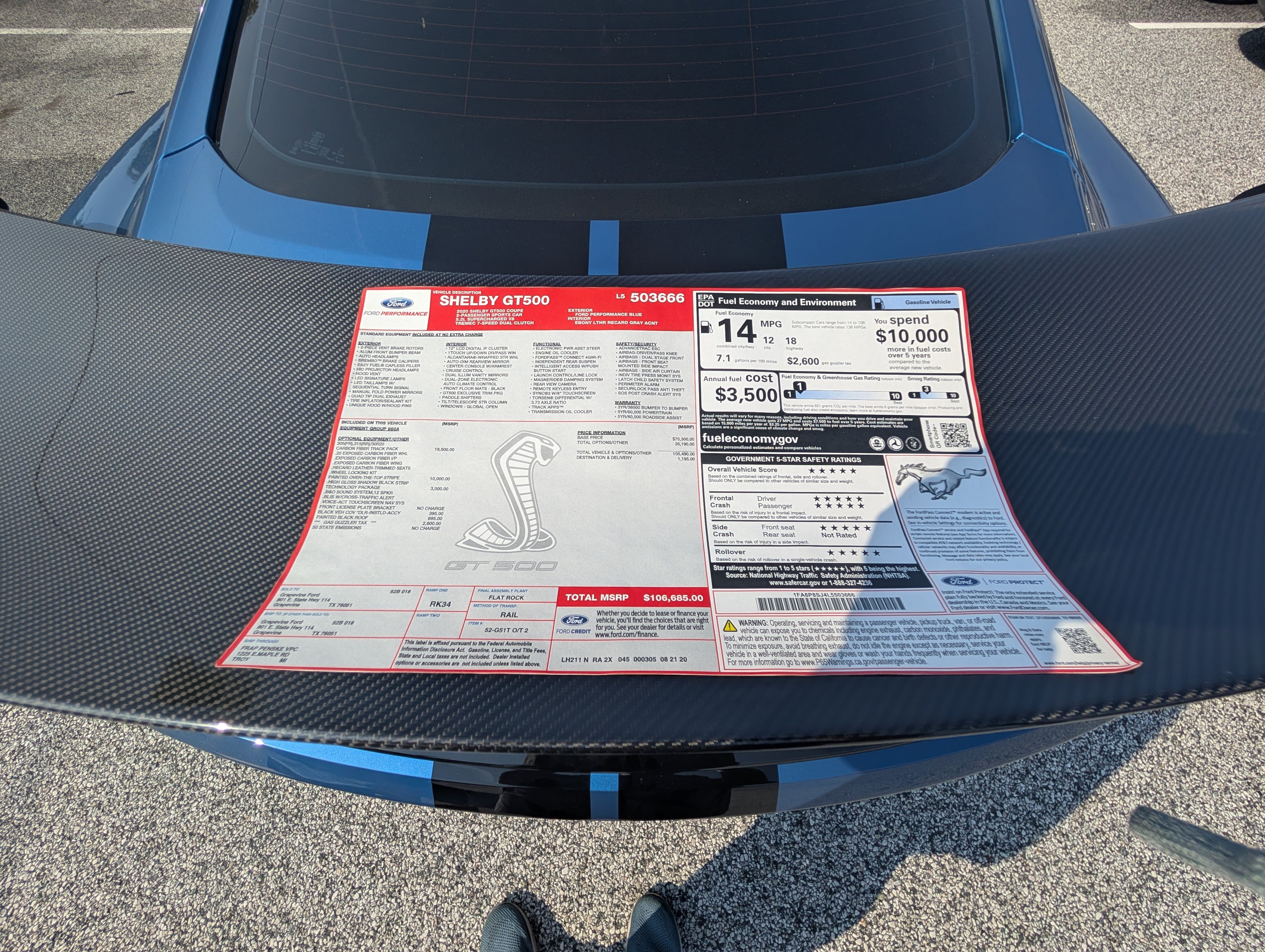 Certified 2020 Ford Mustang Shelby GT500 w/ Carbon Fiber Track Pack RWD image 27