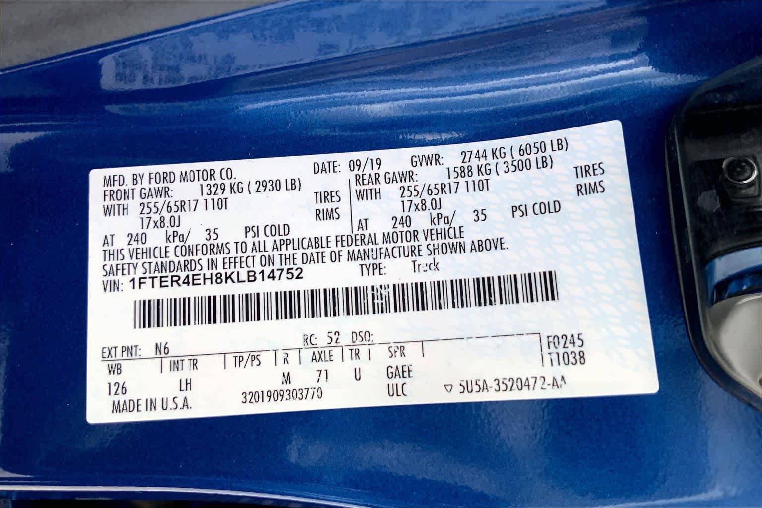 Certified 2019 Ford Ranger XLT w/ Equipment Group 301A Mid RWD image 33