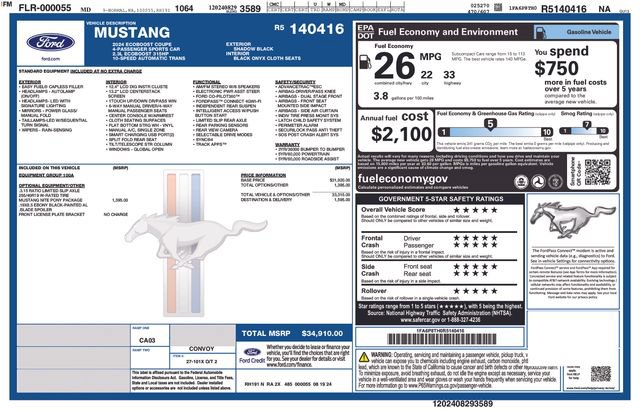 Certified 2024 Ford Mustang Coupe w/ Mustang Nite Pony Package RWD image 5