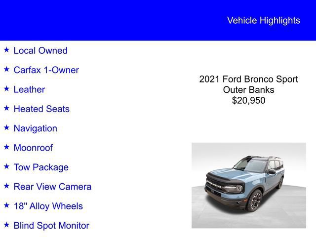 Certified 2021 Ford Bronco Sport Outer Banks w/ Outer Banks Package (96D) image 2