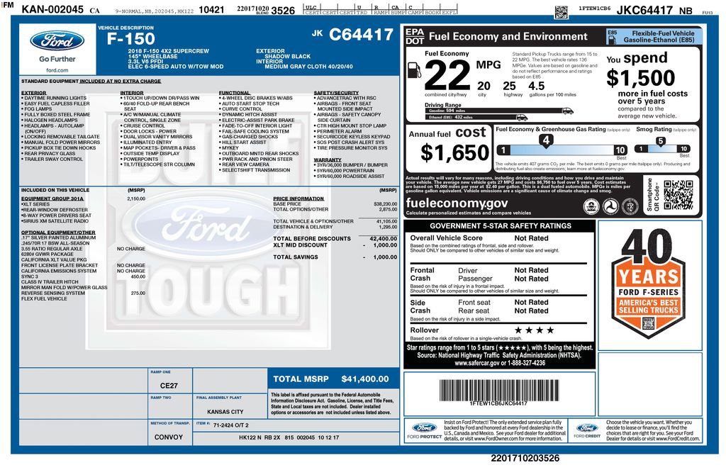 Certified 2018 Ford F150 XLT w/ Equipment Group 301A Mid RWD image 2
