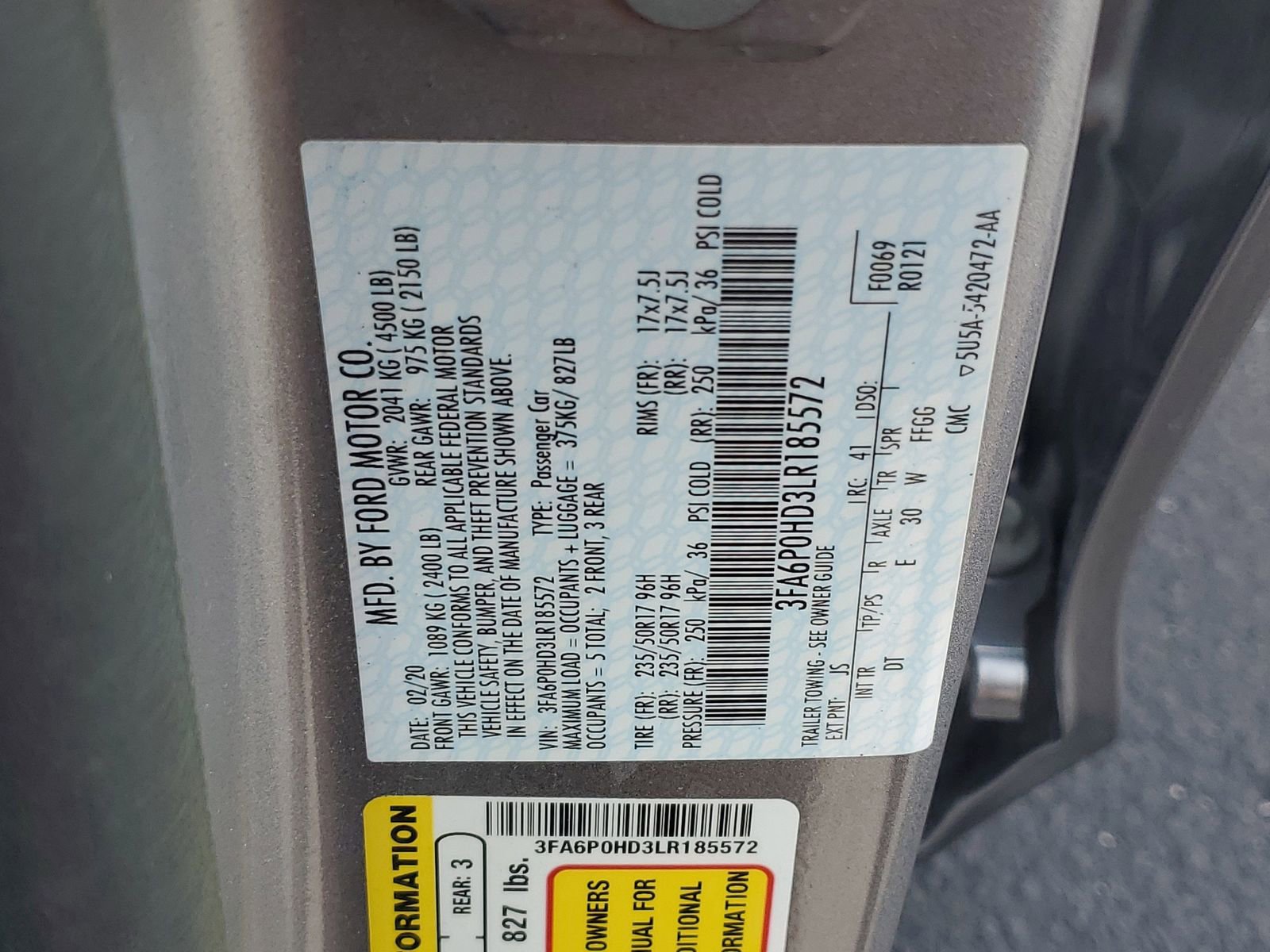 Certified 2020 Ford Fusion SE FWD image 31