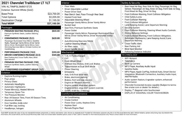 Used 2021 Chevrolet TrailBlazer LT w/ Premium Seating Package FWD image 5