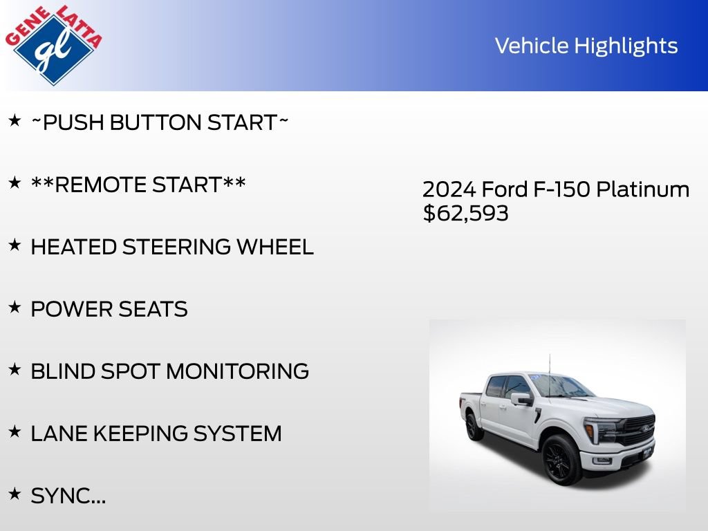 Certified 2024 Ford F150 Platinum w/ Equipment Group 702A High AWD/4WD image 37