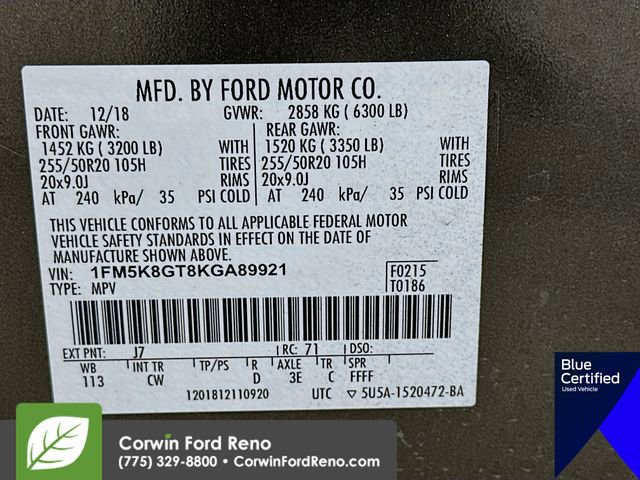 Certified 2019 Ford Explorer Sport w/ Equipment Group 401A image 39