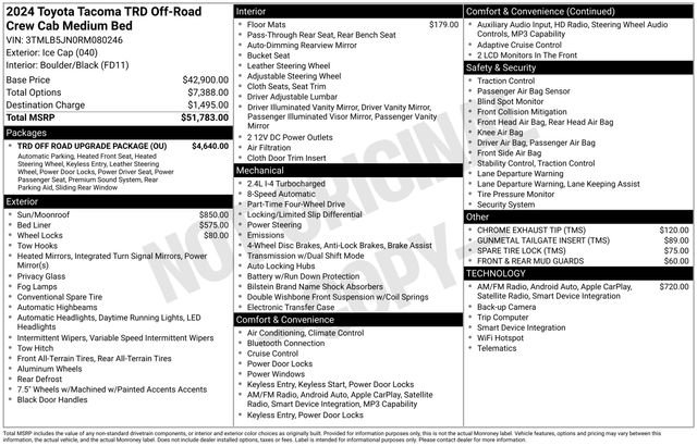 Used 2024 Toyota Tacoma TRD Off-Road w/ TRD Off Road Upgrade Package AWD/4WD image 37