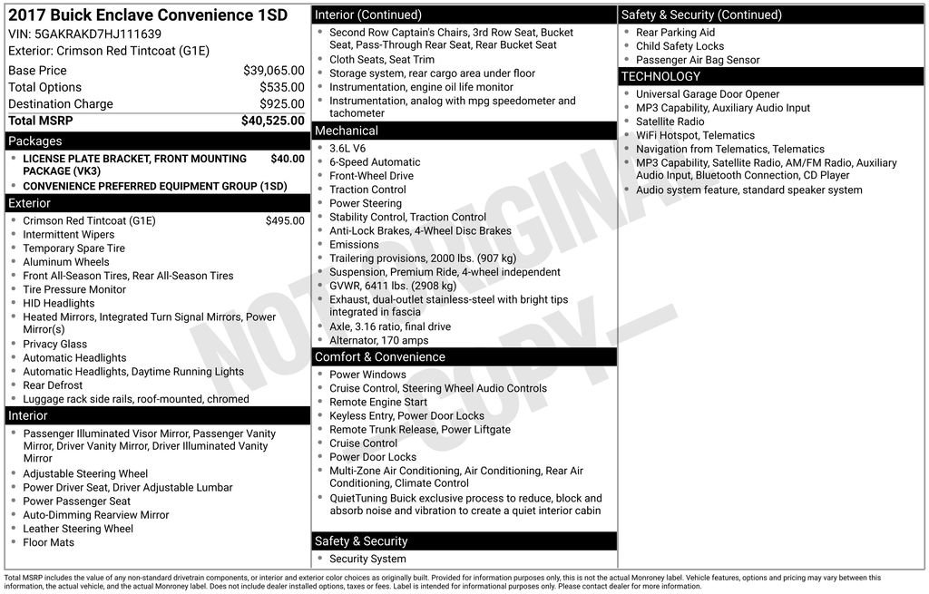 Used 2017 Buick Enclave Convenience FWD image 7