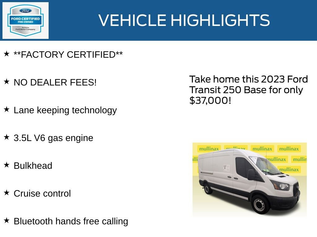 Certified 2023 Ford Transit 250 Medium Roof w/ Load Area Protection Package RWD image 12