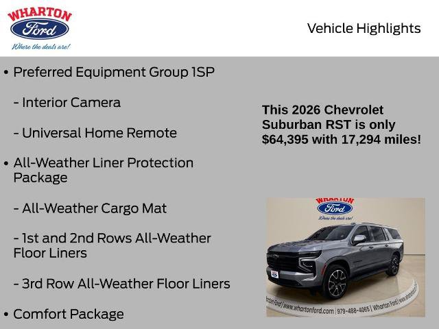 Used 2026 Chevrolet Suburban RST w/ Comfort Package RWD image 16