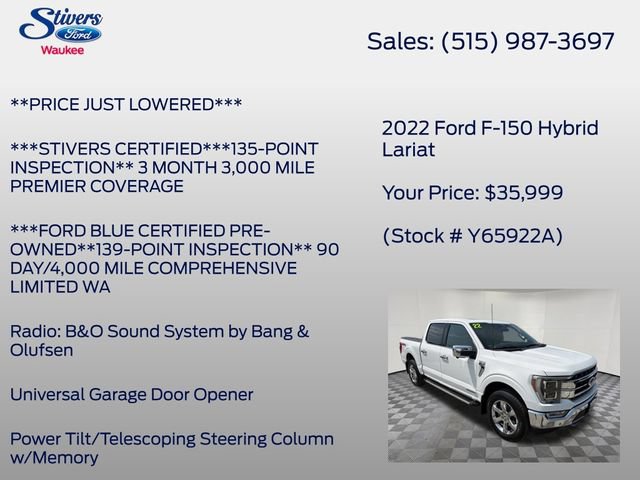 Certified 2022 Ford F150 Lariat w/ Equipment Group 502A High AWD/4WD image 33