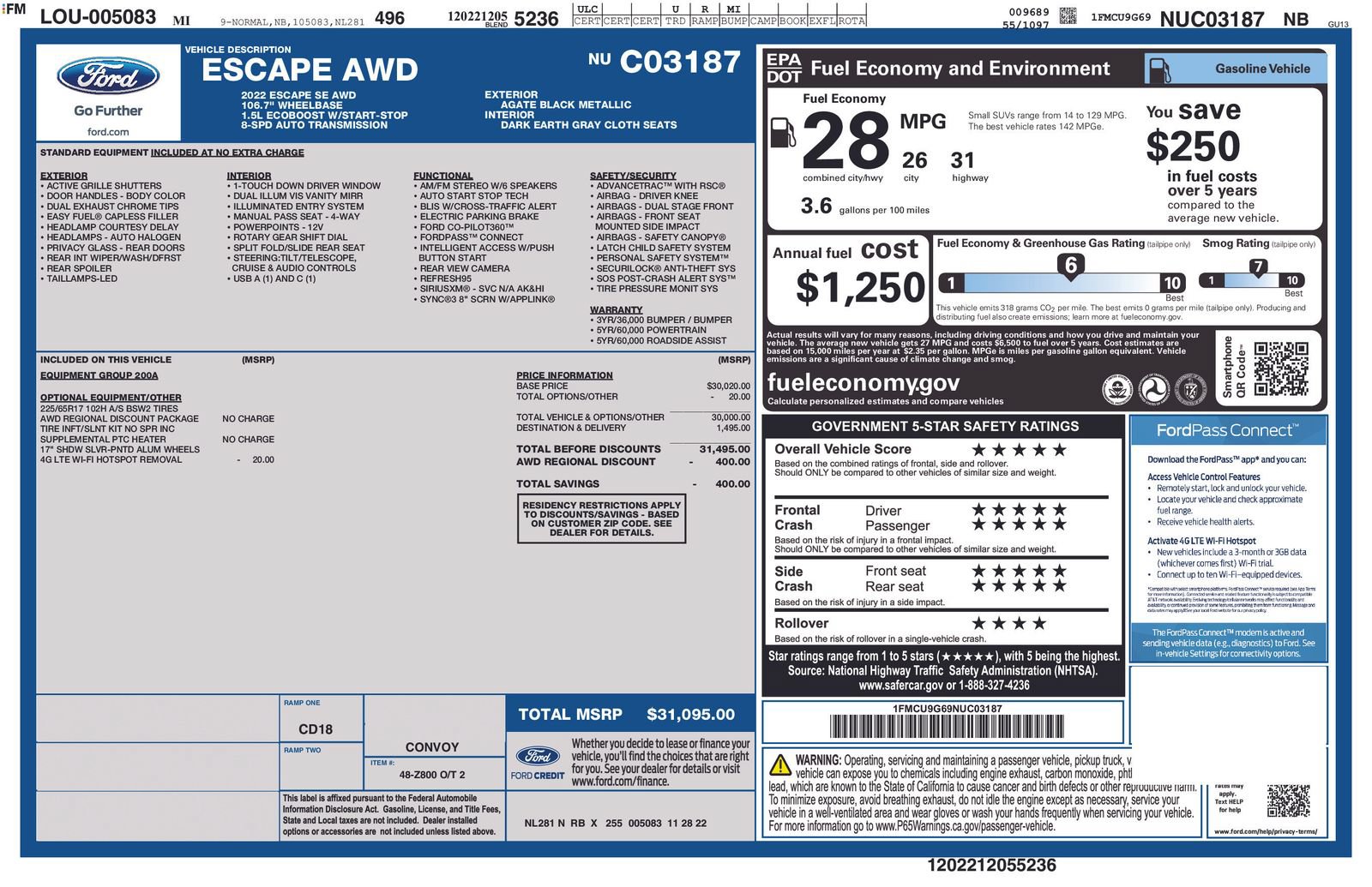 Certified 2022 Ford Escape SE AWD/4WD image 5