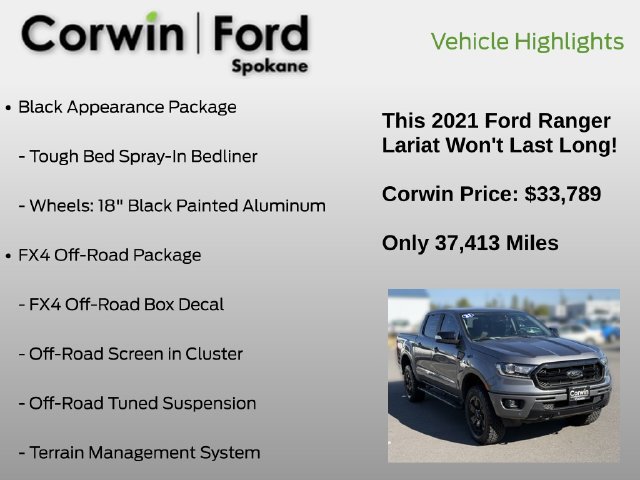 Certified 2021 Ford Ranger Lariat w/ Equipment Group 501A High AWD/4WD image 19