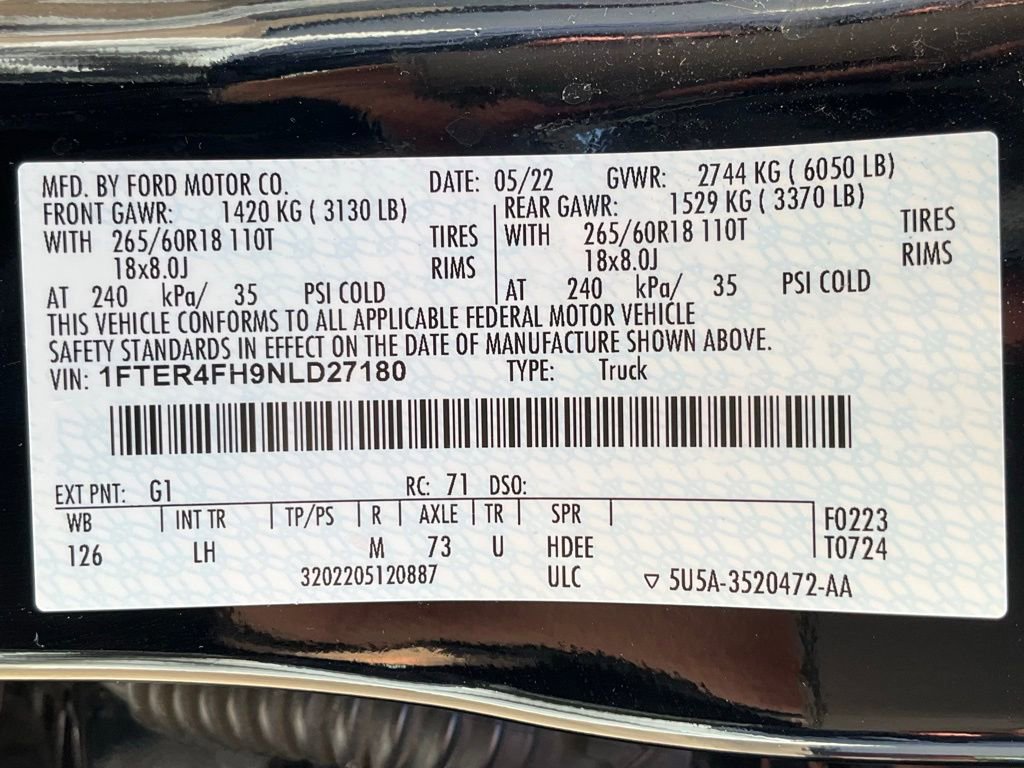 Certified 2022 Ford Ranger XLT w/ Equipment Group 301A Mid image 72