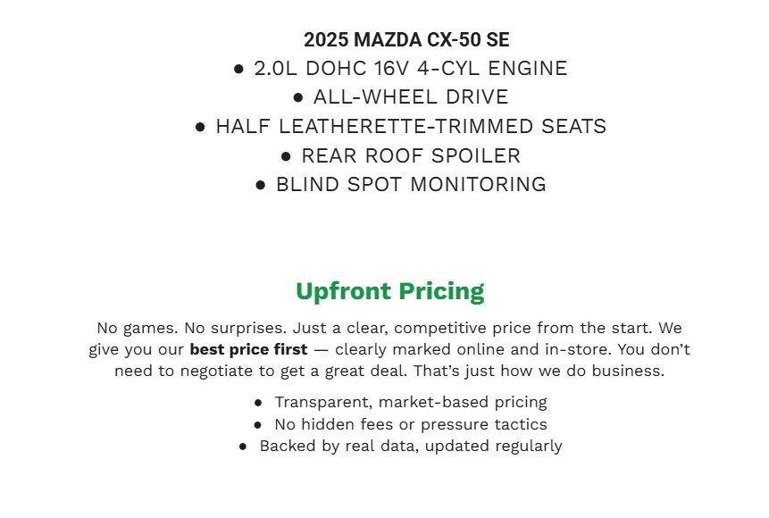 Used 2025 MAZDA CX-50 AWD 2.5 S w/ Cargo Package image 2