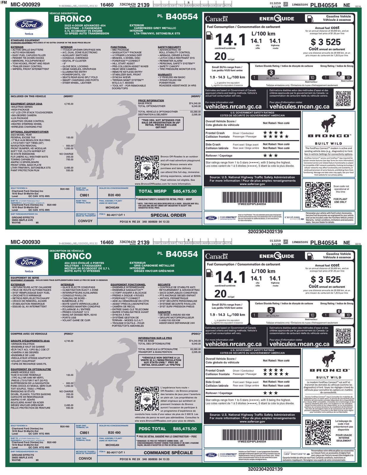 Certified 2023 Ford Bronco Wildtrak AWD/4WD image 4
