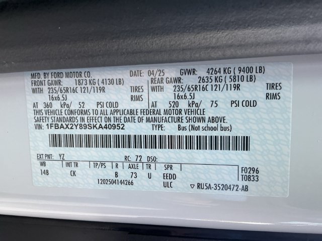 Certified 2025 Ford Transit 350 XLT RWD image 25