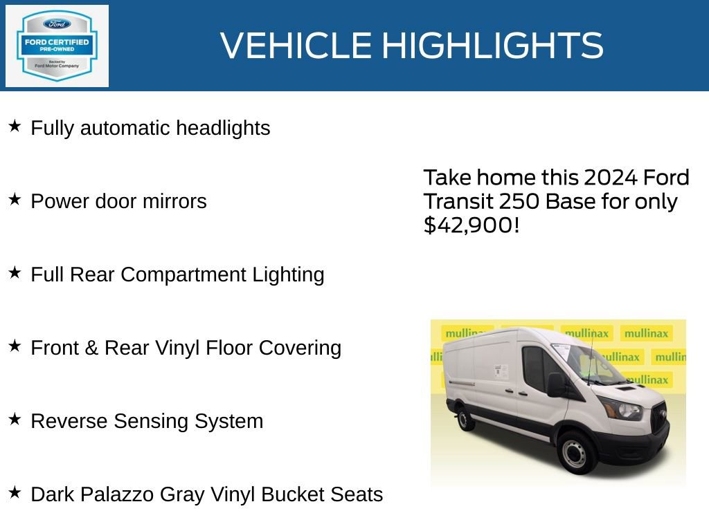 Certified 2024 Ford Transit 250 148 Medium Roof w/ Load Area Protection Package image 37