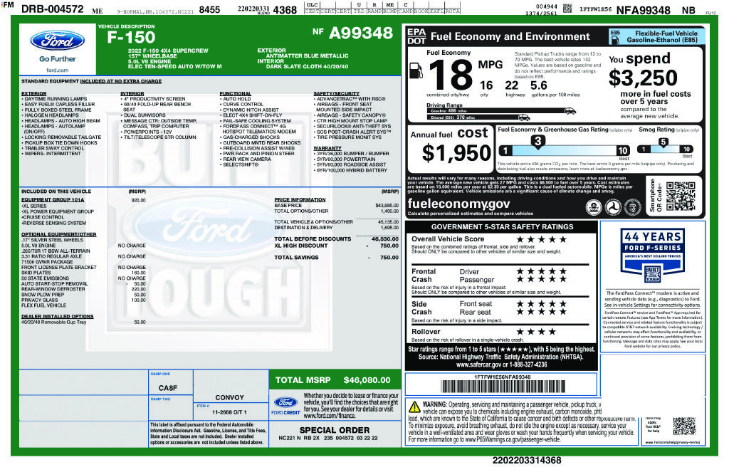 Certified 2022 Ford F150 XL w/ Equipment Group 101A High AWD/4WD image 24