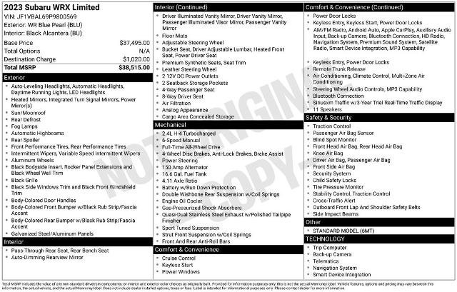 Used 2023 Subaru WRX Limited AWD/4WD image 2