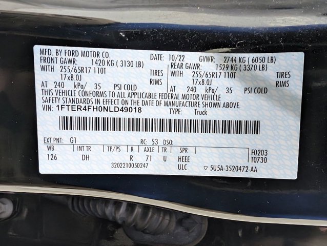 Certified 2022 Ford Ranger Lariat w/ Equipment Group 501A High image 9