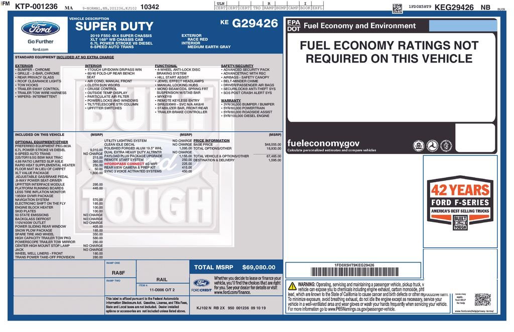 Certified 2019 Ford F550 4x4 SuperCab Super Duty w/ XLT Value Package image 16