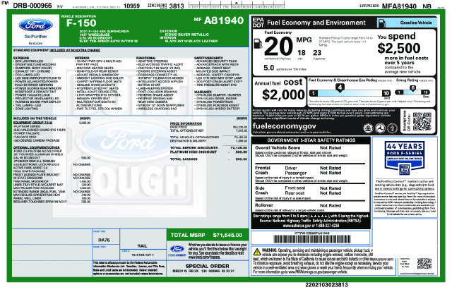 Certified 2021 Ford F150 Platinum w/ Equipment Group 701A High AWD/4WD image 39