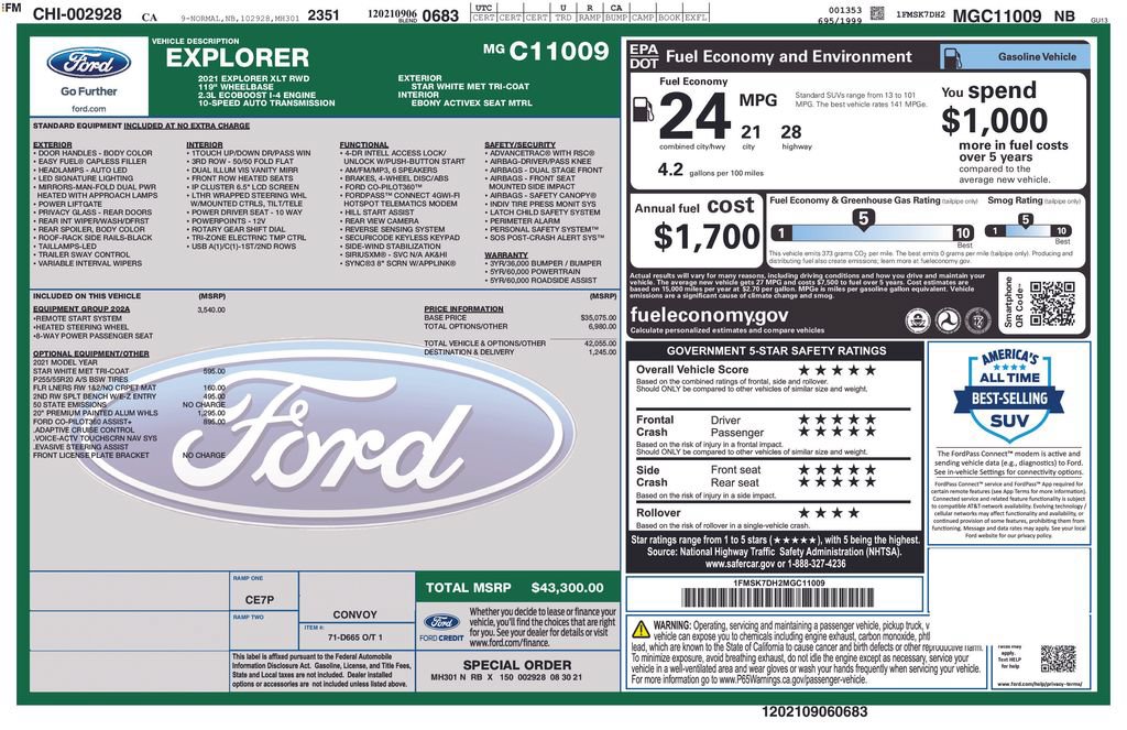 Certified 2021 Ford Explorer XLT w/ Equipment Group 202A RWD image 3