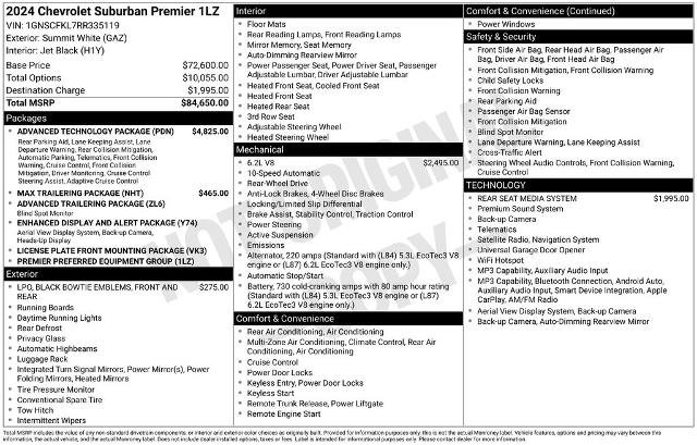 Used 2024 Chevrolet Suburban Premier w/ Advanced Technology Package RWD image 5