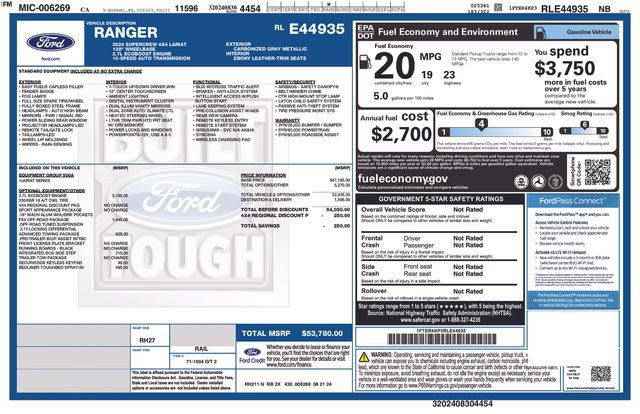 Certified 2024 Ford Ranger Lariat w/ FX4 Off-Road Package image 36