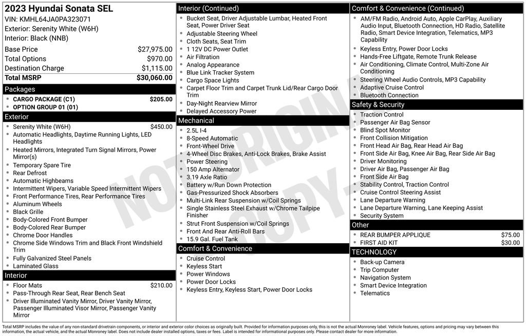 Used 2023 Hyundai Sonata SEL w/ Cargo Package FWD image 1