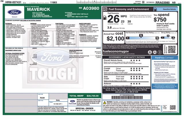 Certified 2024 Ford Maverick XLT w/ XLT Luxury Package FWD image 34